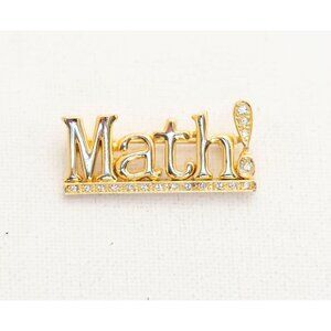 Vintage Gold Tone "Math!" Brooch in Art Deco Style - A4